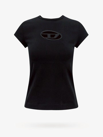 Stretch cotton t-shirt with cut-out logo - DIESEL - gender_Woman