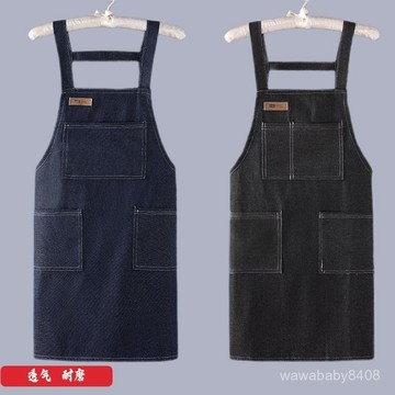 🔥臺灣爆火🔥牛仔圍裙馬甲背帶耐磨電焊廚房家用打工夏季款女餐飲專用工作定製 BQXF