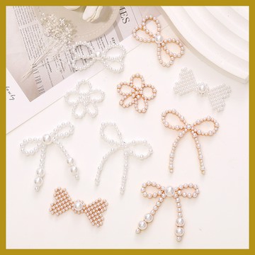 diy飾品配件 鋅合金珍珠蝴蝶結 手機殼背貼材料 洞洞鞋配飾  手作材料 奶油膠配件 飾品材料 飾品配件 diy手機殼