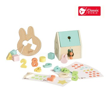 【德國 classic world 客來喜經典木玩】幼兒木製歡樂盒/25pcs遊戲套組(12個月以上適用)