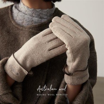 【米蘭精品】羊毛手套觸控手套-保暖加絨加厚翻折女配件3色74jw18