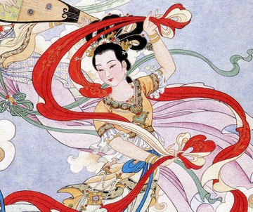 任率英飛天30X45仿古畫復制人物畫仕女圖工筆畫書房臥室玄關掛畫