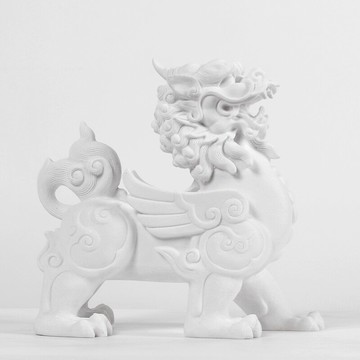中式客廳玄關麒麟擺件新中式酒店會所樣板間售樓部吉祥物裝飾品