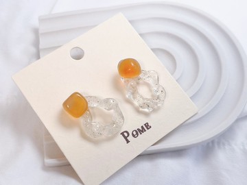 手作飾品 | 水晶耳環 • 昭和 | 彩瑪瑙 \ 日系飾品