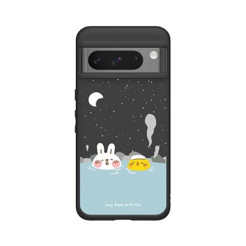 Pixel 8 Pro SolidSuit 黑 - 懶散兔與啾先生 Lazy Rabbit and Mr.Chu - 泡溫泉