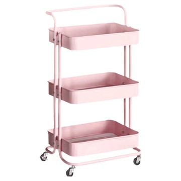 ika 美容金屬籃 推車 三層  粉色