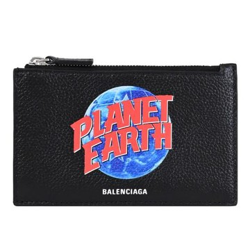 BALENCIAGA 巴黎世家 640535 Planet Earth 地球壓紋零錢卡片包.黑