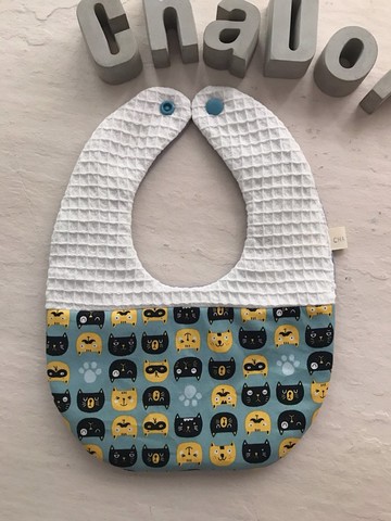 喵喵喵的合唱團     手工純棉鬆餅布六層紗水滴圍兜口水巾