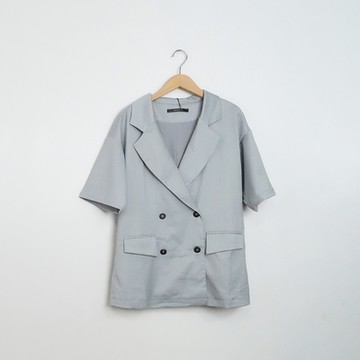 【MASTINA】短袖條紋造型西裝外套 灰