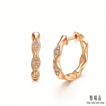 【點睛品】YuYu系列  優雅線條 18K玫瑰金鑽石耳環 (一對)