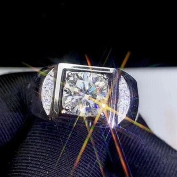Moissanite Ring Sterling Silver 925 Handmade Ring Mens 2 Carat Premium