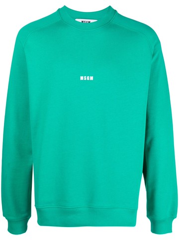 MSGM - logo-print cotton sweatshirt - men - Cotton - S - Green