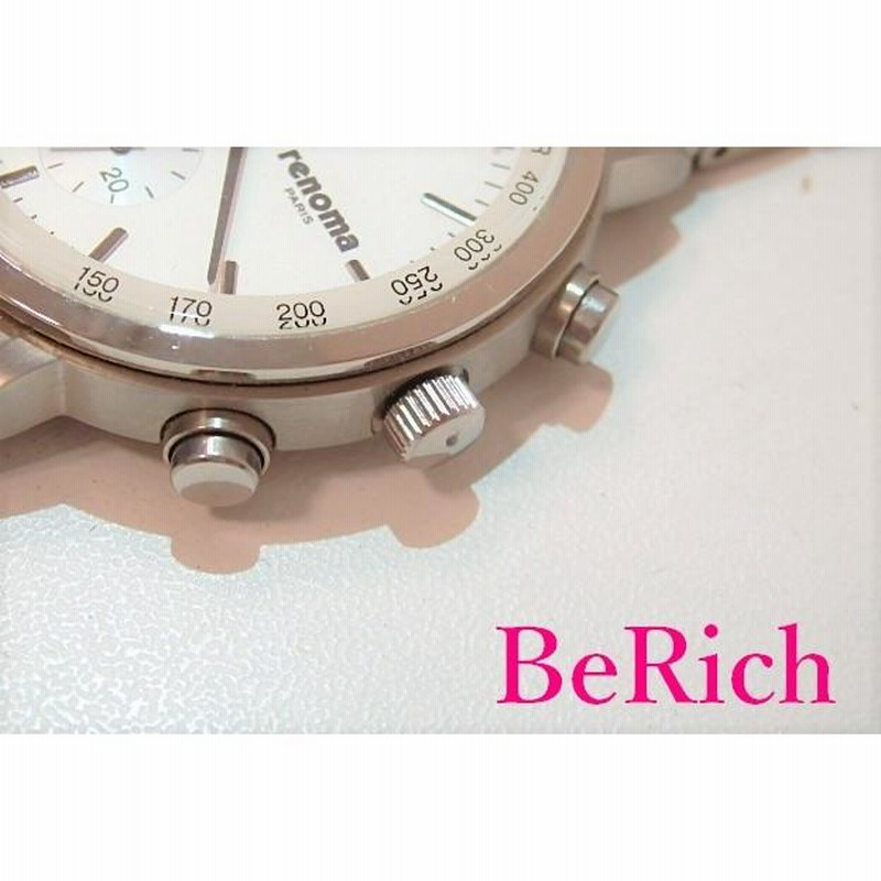 美品 レノマ renoma メンズ 腕時計 クロノグラフ 0530 H20988 白