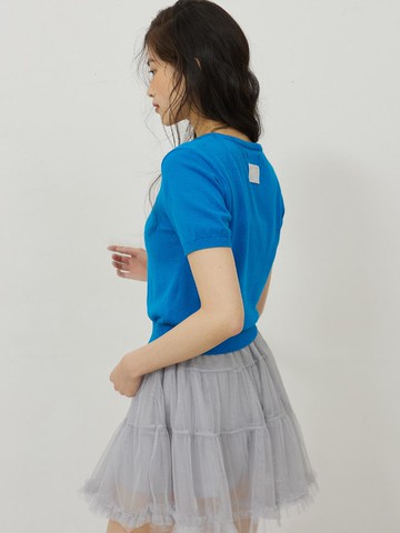 BASIC HALF SLEEVE KNIT SWEATER [BRIGHT BLUE]