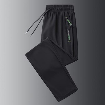 冰絲褲子男士夏季薄款寬松直筒休閑長褲空調褲跑步速干運動褲潮流