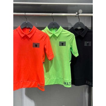 23夏韓國原單高爾夫男士套裝運動速干亮色翻領短袖時尚百搭短褲潮