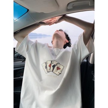 重磅100%純棉短袖t恤男女夏季260克寬松青少年學生美式半袖上衣服