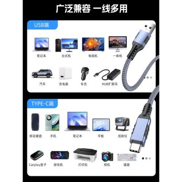 USB轉typec數據線3.2Gen1高速M.2固態SSD適用于蘋果15/16移動硬盤盒10Gbps電腦高速傳輸充電器連接手機快充線