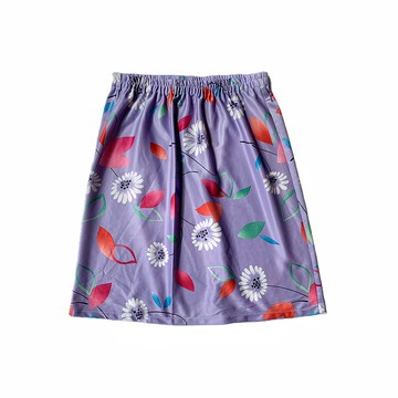 美國古著優雅淡紫小白花半身短裙