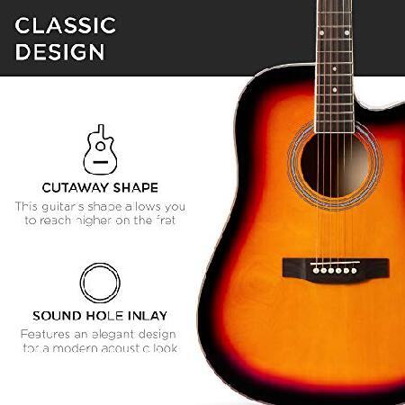 Best Choice Products 41in Beginner Acoustic Guitar Full Size All Wood Cutaway Guitar Starter Set Bundle with Case, Strap, Capo, Strings, Picks, Tuner