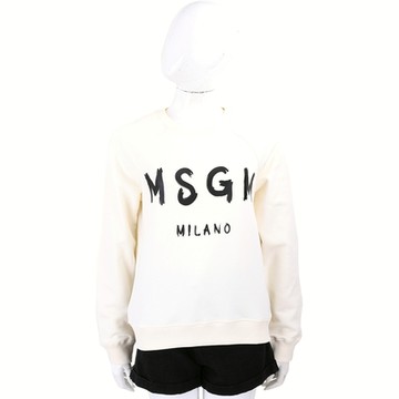MSGM 品牌字母毛圈襯裡米色棉質長袖運動衫 大學T