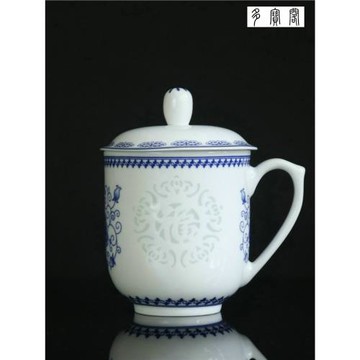 景德鎮 青花玲瓏瓷茶杯 手工鏤空陶瓷茶杯 個人杯 辦公杯