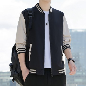 秋冬拼色棒球服 男生棒球外套 學生外套 夾克外套男 加絨外套 百搭外套 休閒夾克 立領外套 內刷毛外套