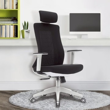 E-home Vortex 4.0 旋流白框高背半網扶手人體工學電腦椅 LX608A-blk  黑色  65 x 60 x 112~122cm