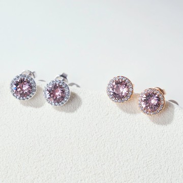 圓形微奢晶鑽耳環 (優雅紫共兩色)