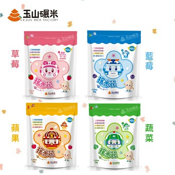玉山碾米 益生菌米餅-抱米花(35g)(草莓口味/藍莓口味/蘋果口味/蔬菜口味) 波力聯名 花朵造型 100%台灣米製作