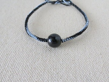 本命年【幸運石】烏雞翡翠絲光編織手鍊*1*招財、開運、防小人