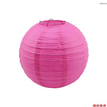 圓形紙燈籠 20cm 玫紅色