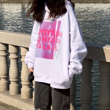 白色衛衣女春秋薄款設計感小眾寬松顯瘦百搭連帽上衣服女