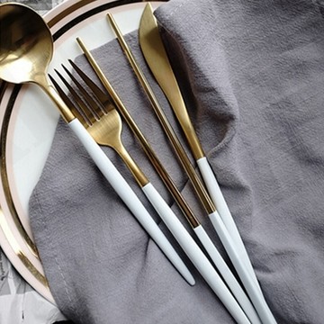 【北歐風餐具】304不鏽鋼餐具 餐刀 湯匙 甜點叉 筷子 環保餐具組【AB050】