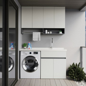 免運 開發票 蜂窩鋁洗衣機陽臺一體柜組合洗衣柜洗衣池臺盆伴侶帶搓板臉盆 快速出貨