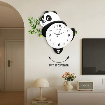 客廳掛鐘掛墻▪現代網紅鐘表靜音新款家用創意熊貓2025簡約大氣時
