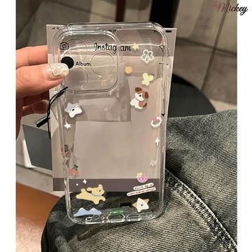 iphone新款.花花小狗適用蘋果16手機殼15全包14卡通13透明7/8軟殼x/xr個性12