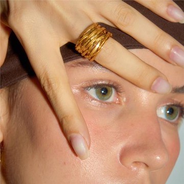 董潔推薦手工編織開口戒指小眾復古時尚設計高級感老錢風食指戒指