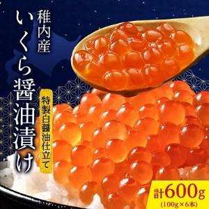 ふるさと納税 稚内産いくら醤油漬け100g×6本　特製白醤油仕立て 北海道稚内市