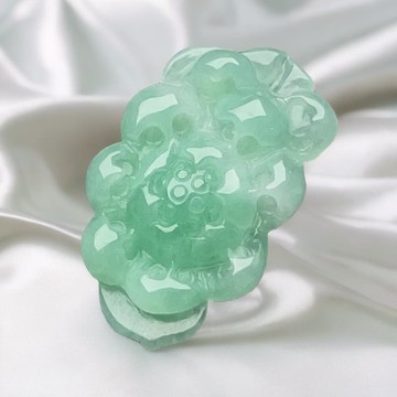 冰綠翡翠牡丹花 | 裸石 | 天然緬甸玉翡翠A貨 | 送禮