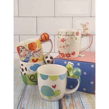 泰國進口兒童卡通陶瓷早餐杯寶寶水杯牛奶杯馬克杯子可愛創意禮物