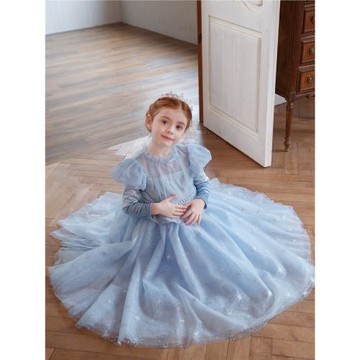 原創女童艾莎公主裙秋冬新款高端雪花生日兒童禮服愛莎蓬蓬連衣裙