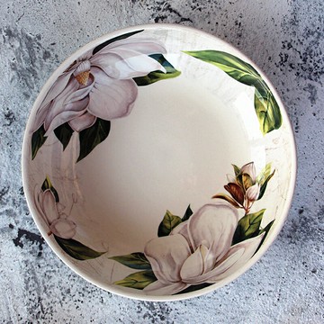 特價 創意花卉系列盤子百合花深盤菜盤湯盤水餃沙拉美食擺拍盤