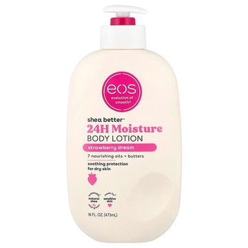 EOS, Shea Better™ 24 小時保濕身體乳，草莓夢，16 液量盎司（473 毫升）