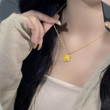 【金輝】拉絲方糖古法金招財項鍊