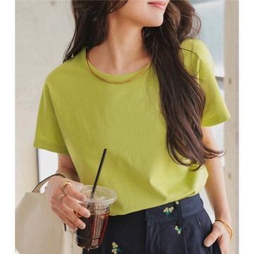 日本 Kobe Lettuce - 經典定番 純棉圓領短袖上衣-果綠