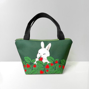 拉鍊便當袋/手提袋 _ 白兔與草莓