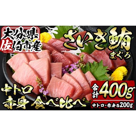 ふるさと納税 佐伯市産本マグロ 中トロ・赤身 食べ比べ(合計約400g・中トロ200g・赤身200g) 中とろ あかみ セット マグロ 鮪 刺身 さしみ 魚 海.. 大分県佐伯市