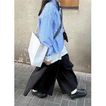 (免運)小眾表妹日式寬松大版裙褲百搭好穿顯瘦九分褲