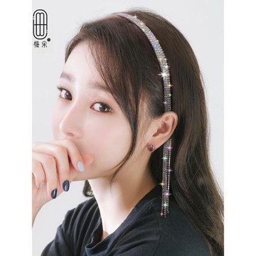 流蘇發箍女仙氣水鉆蝴蝶頭飾耳環一體頭箍氣質熱巴同款發卡發飾女